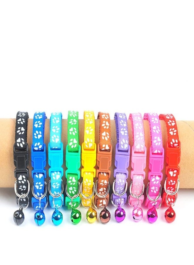 THE DDS STORE 2PCS Breakaway Bowtie Cat Collar -Cat Collar with Bell Kitten Collars with Bell Charm, Solid & Safe,(Buy 1 Get 1 Free = 2PCS) Color May Vary (Paw Print Collar 10.mm) - Image 5